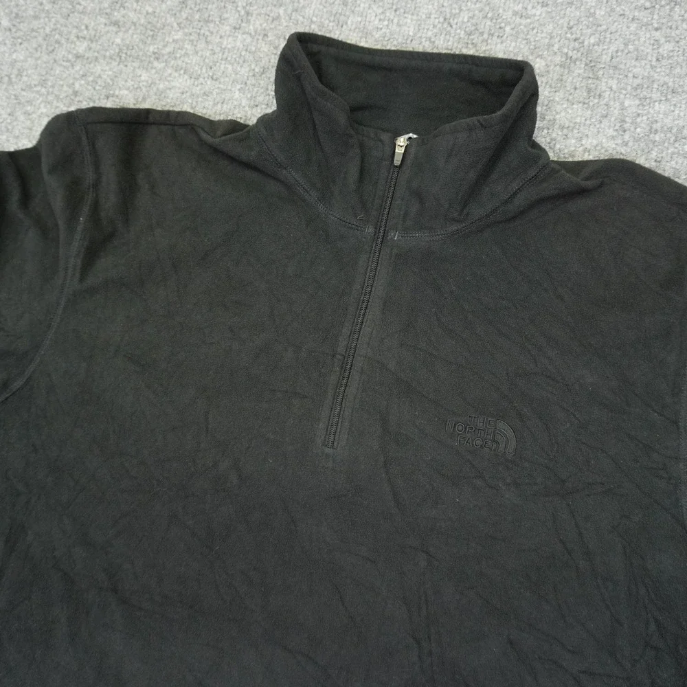 The North Face Fleece Pullover Mens L Dark Grey Black TKA 100 Quarter Zip